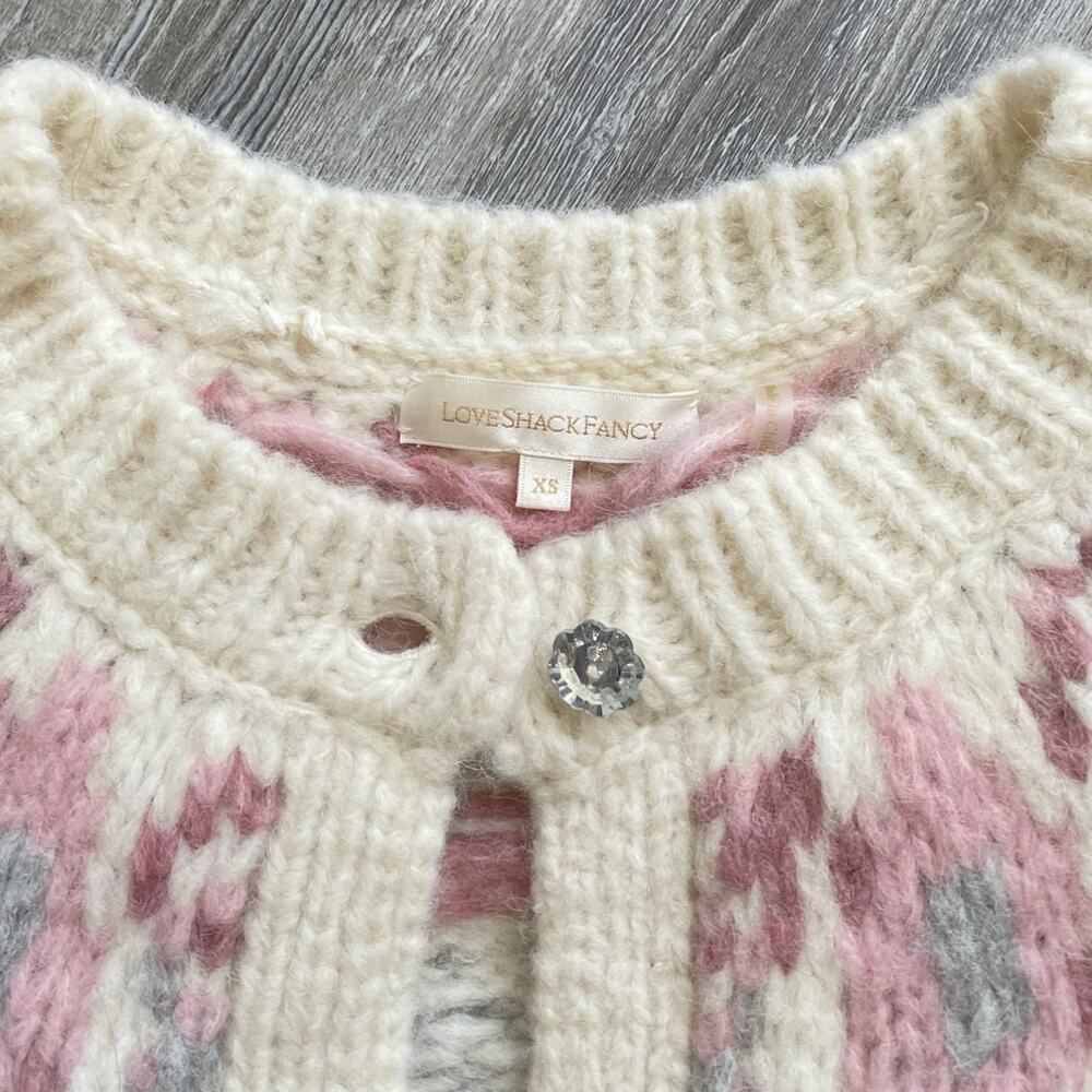 Sold Out LoveShackFancy Jamie Cardigan in Milky Clouds - Picture 4 of 8